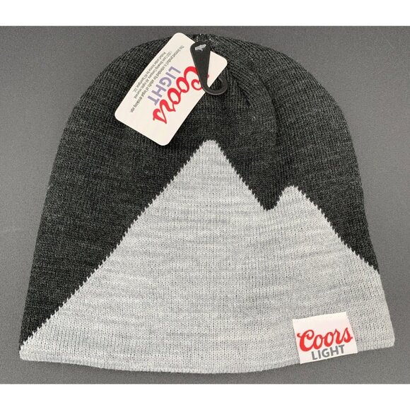 Coors Light Mens Mountain Art Beanie Scull Cap Hat Gray New Tags - Picture 1 of 2